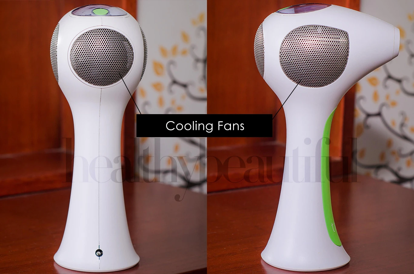 Tria 4x Front and Back View: Silver cooling fans to regulate the device's temperature