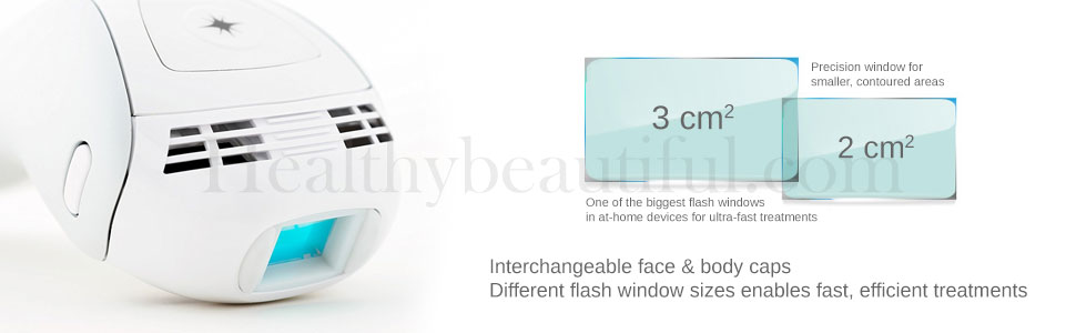 Easier to use on face & body with interchangeable caps