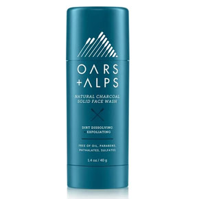 Oars + Alps Natural Solid Face Wash | No Spills, Exfoliating with Activated Charcoal, Non-Toxic