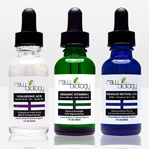 Raw Biology Organic Liquid Facelift with Vitamin C Serum, Retinol and Hyaluronic Acid for Skin