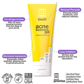 Touch Benzoyl Peroxide 2.5% Acne Treatment Gel Cream